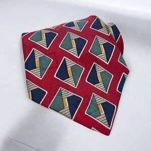 Liberty of London Silk Paisley Tie Red/Navy/Green 4” Printed in Italy Made USA
